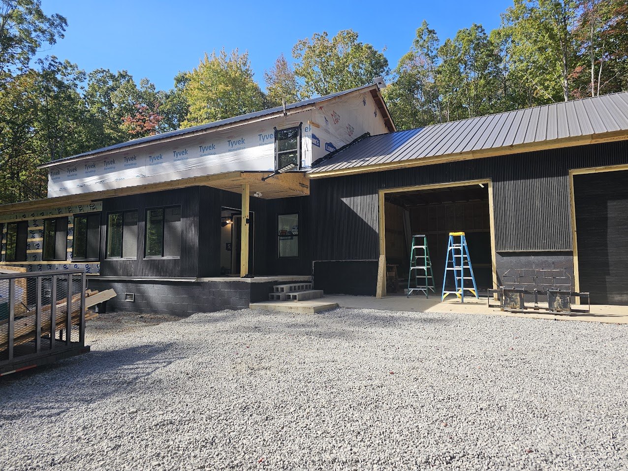 Off-grid house exterior build progress
